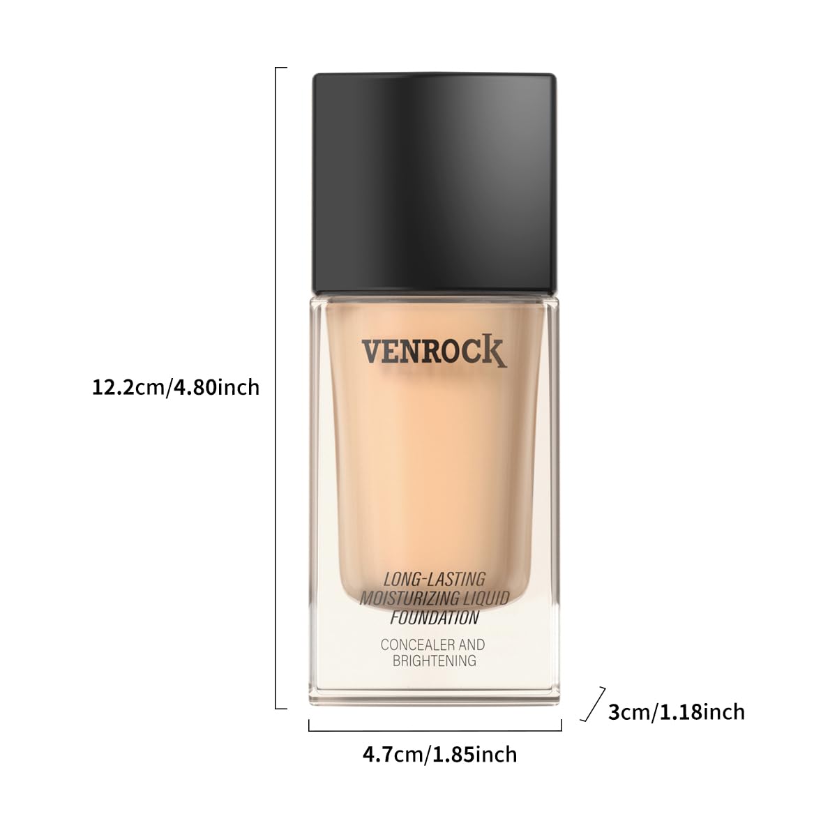 VENROCK 24HR Long-Lasting Liquid Foundation - Radiant, Waterproof & Oil-Control | Ivory White, 30ml