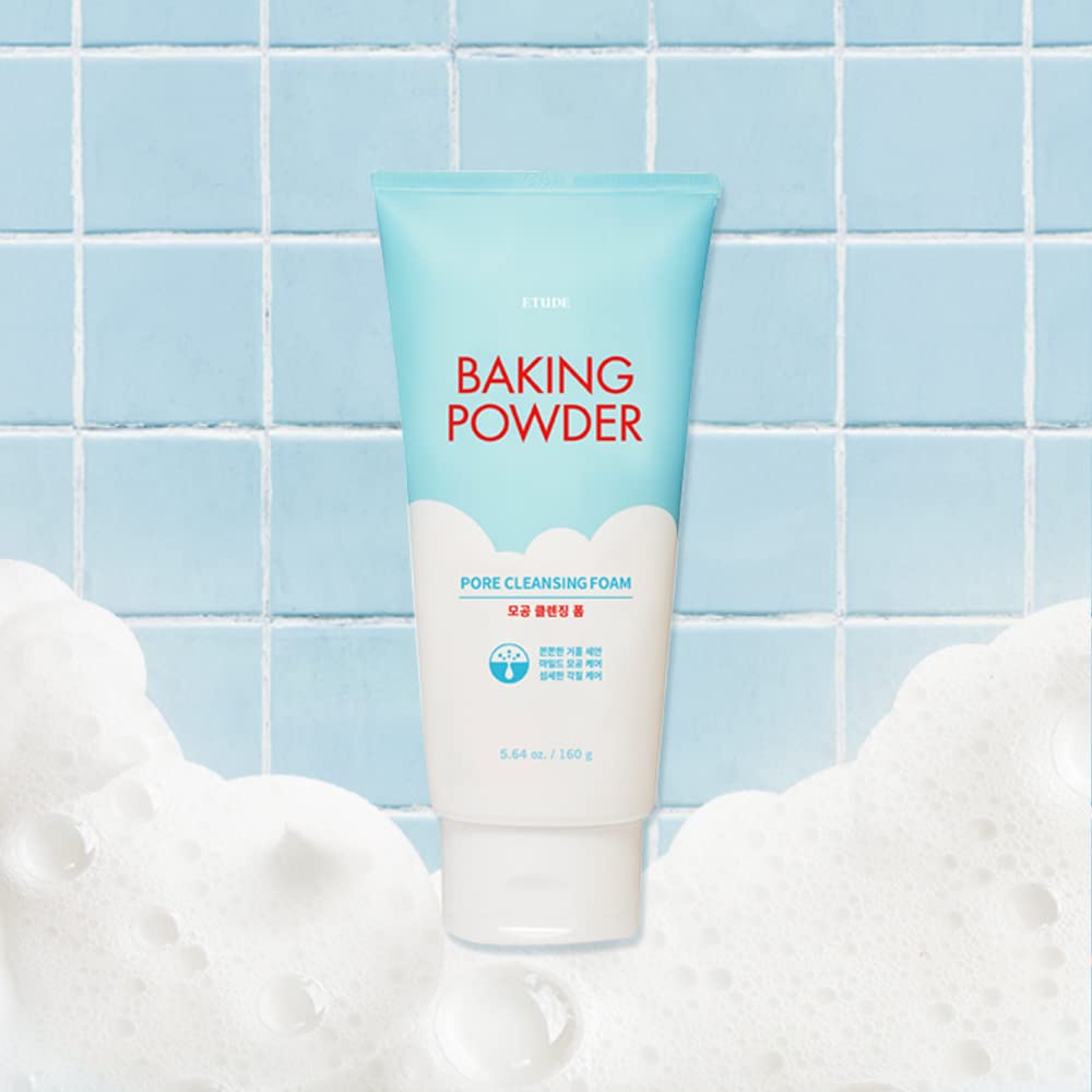 ETUDE Baking Powder Face Wash - Deep Cleansing Foam for Gentle Exfoliation | Korean Skin Care (5.64 oz)