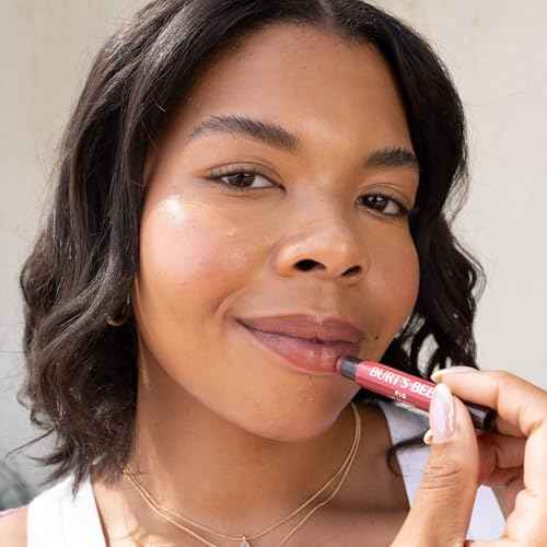 Burt's Bees Shimmer Lip Tint Stocking Stuffers Set, Moisturizing for All Day Hydration with Natural Glowy Pigmented Finish & Buildable Color, Peony (4-Pack)