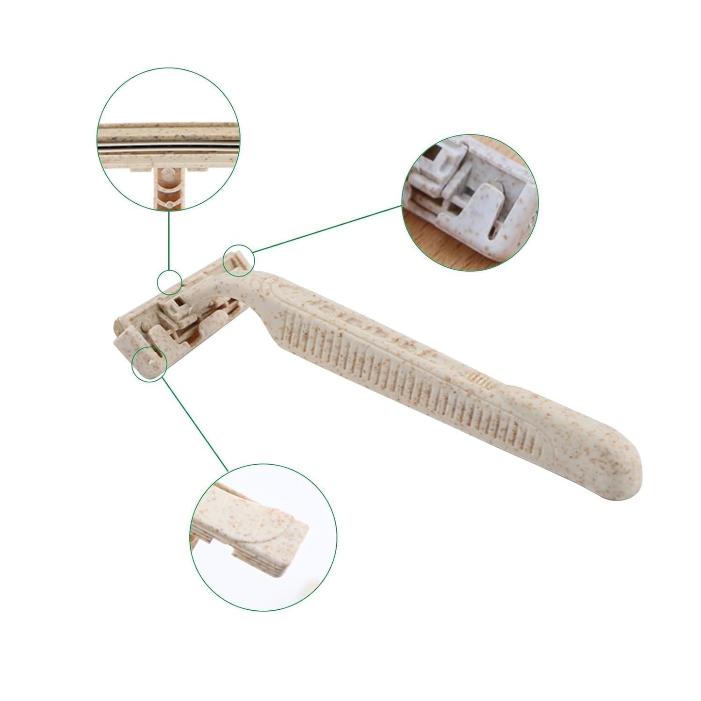 Eco-Friendly Razor | Disposable | Recycled Material | Men & Women Shaving Razor | Twin Blade | Biodegradable Wheat Straw, 50 Count (Pack of 1)