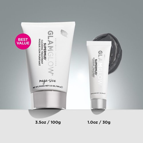Glamglow SUPERMUD Instant Clearing Treatment Face Mask - Acne-Prone Skin Solution | Activated Charcoal, BHA & AHAs