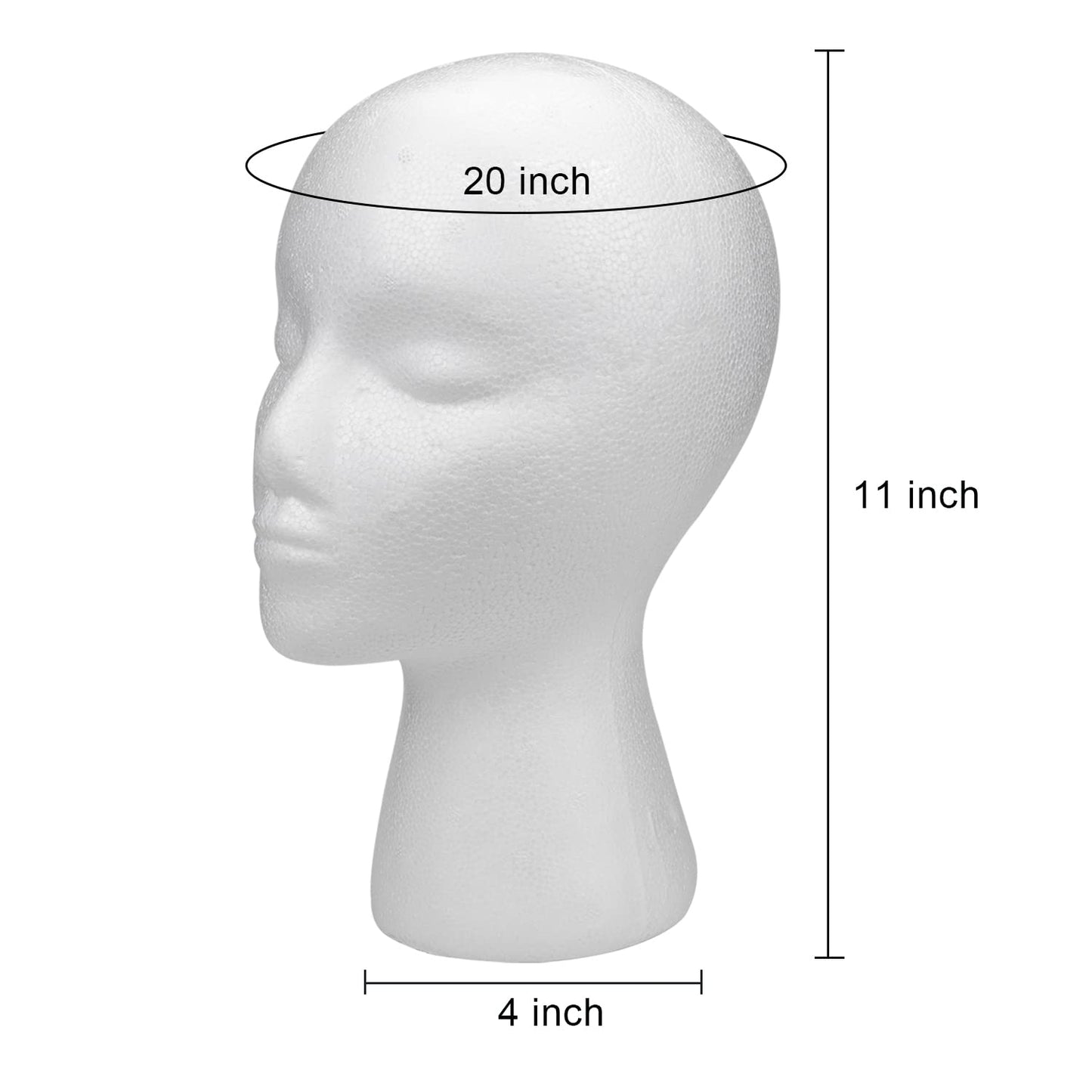 Foraineam 3 Pack 11 Inch Foam Wig Heads Female Foam Mannequin Head Wigs Display Stand Holder Manikin Cosmetics Model Head for Wigs, Glasses, Hats, Hairpieces
