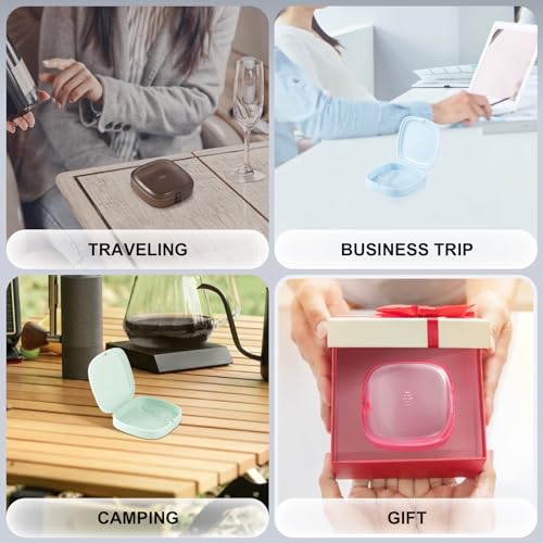 Annhua Retainer Holder Slim Mouth Guard Case with Magnetic Closure-Partial Denture Case with Vent Holes-3.34" x 3.34" x 0.98" Retainer Container Case with Silicone Lanyard for Travel-Blue