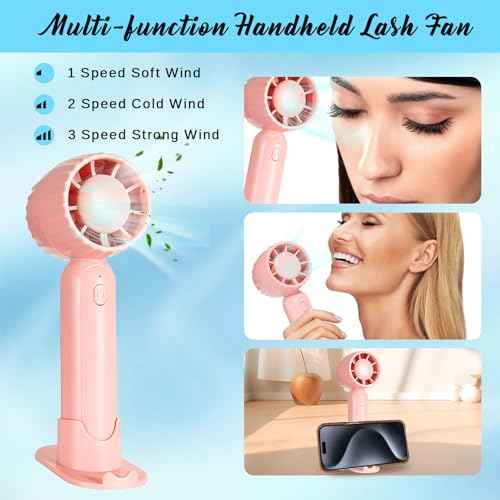 Eyelash Extension Cleanser Lash Mousse Lash Shampoo for Extensions, USB Mini Portable Fan Rechargeable Electric Handheld Air Conditioning (lash kit-handheld fan)