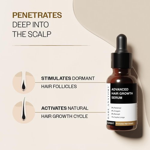 Bare Anatomy Advanced Hair Growth Serum - 3% Redensyl for Enhanced Results | 30mL | Hair Growth & Fall Control for Men & Women