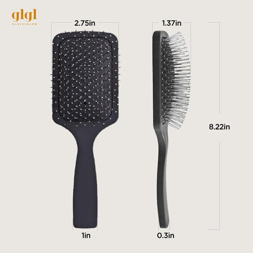 GLGL Premium Hair Brush - Metal Bristles with Cushion for Scalp Massage & Detangling | Ergonomic Handle, Gentle Tips