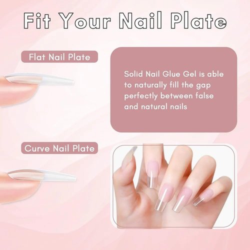 Curvlife Beauty Secrets Solid Nail Glue Gel for Press on Nails Soft Gel Nail Tips UV Cured Nail Glue 30g for Acrylic Nails Extension Fake Nail Bonding Gel Glue Decor Adhesive
