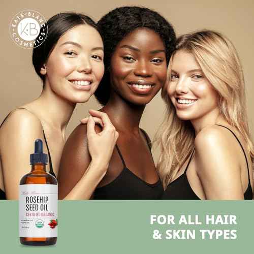 Kate Blanc Cosmetics Rosehip Oil for Face & Softer Glowing Skin (1oz, Organic, Pure, Cold Pressed) Rosehip Seed Face Oil for Facial & Gua Sha Massage