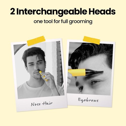 Gorilla Technique Nose Ear Hair Trimmer for Men, 10,000RPM 2 in 1 Nose & Eyebrow, USB-C Rechargeable Battery, Waterproof Heads, Korean, 2 Heads