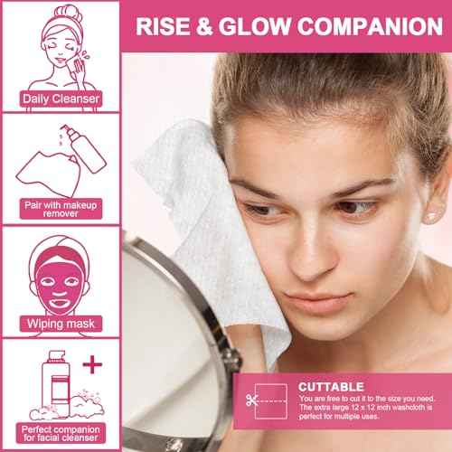 FACEMADE 60 Count XXL Disposable Face Towels 12" ¡¿ 12", 100% USDA Biobased Face Towelettes Disposable, Clean Facial Towels for Makeup and Clean Skin, Super Soft and Thick Dry Wipes Club