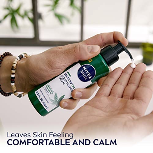 NIVEA MEN Sensitive Calm Liquid Shaving Cream with Vitamin E and Hemp Seed Oil, 3 Pack of 6.8 Fl Oz Pump Bottles
