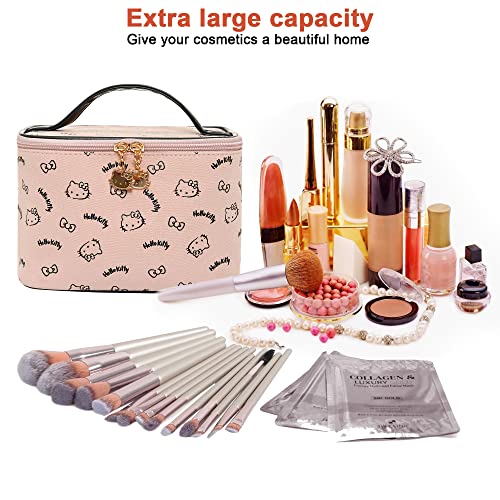 AmBealla Make up Bag Travel Cosmetic Bags Brush Holder Zipper Pouch Case Organizer Cute Organizer Suitable for Purse for Women (Black Bucket Bag)