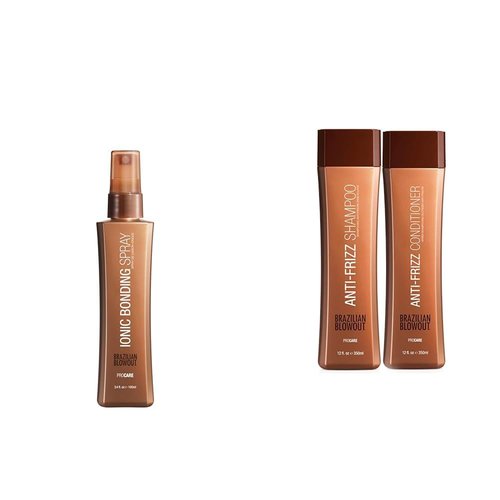 Brazilian Blowout Ionic Bonding Spray & Anti-Frizz Shampoo/Conditioner Duo - 3.4 fl oz & 2 Pack
