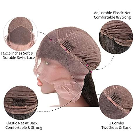 ANDRIA 13x4 HD Lace Front Wigs 32 Inches Straight Hair Glueless Lace Wigs Synthetic Long Silk Straight Natural Wig Heat Resistant Fiber Natural Black Hairs Wig With Baby Hair For Black Women