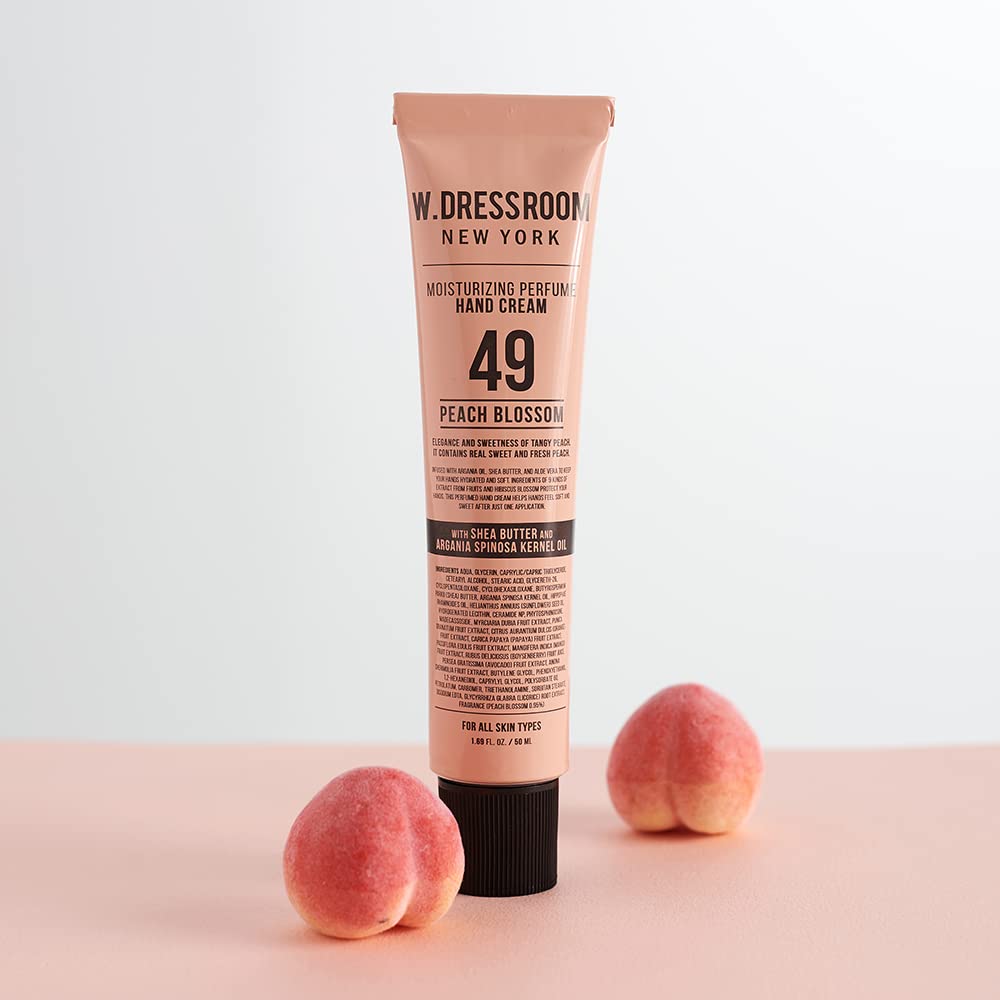 W.Dressroom Moisturizing Hand Cream - Non-Greasy, Quick-Absorbing Formula | Travel Size 1.69 fl oz (50 ml) - No.49 Peach Blossom Scent