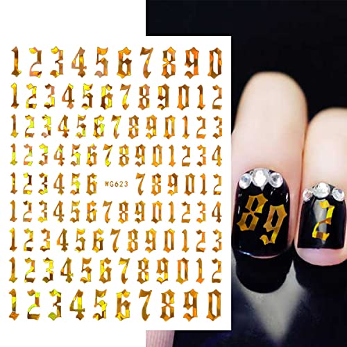 SILPECWEE 6 Sheets 5D Gold Embossed Nail Art Stickers Gem Crystal Irregular Geometric Frames Nail Stickers Designs Hollow Nail Decals Self Adhesive DIY Acrylic Nails Accessories