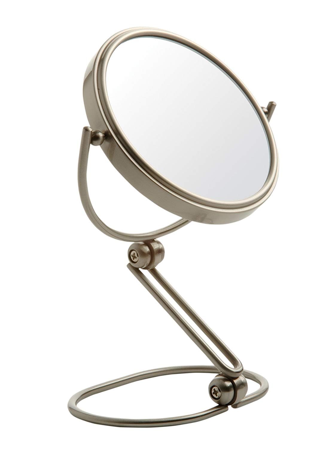 JERDON Folding Travel Makeup Vanity Mirror - Portable 6” Diameter with 10X-1X Magnification – Travel Storage Bag Included - Model MC450N