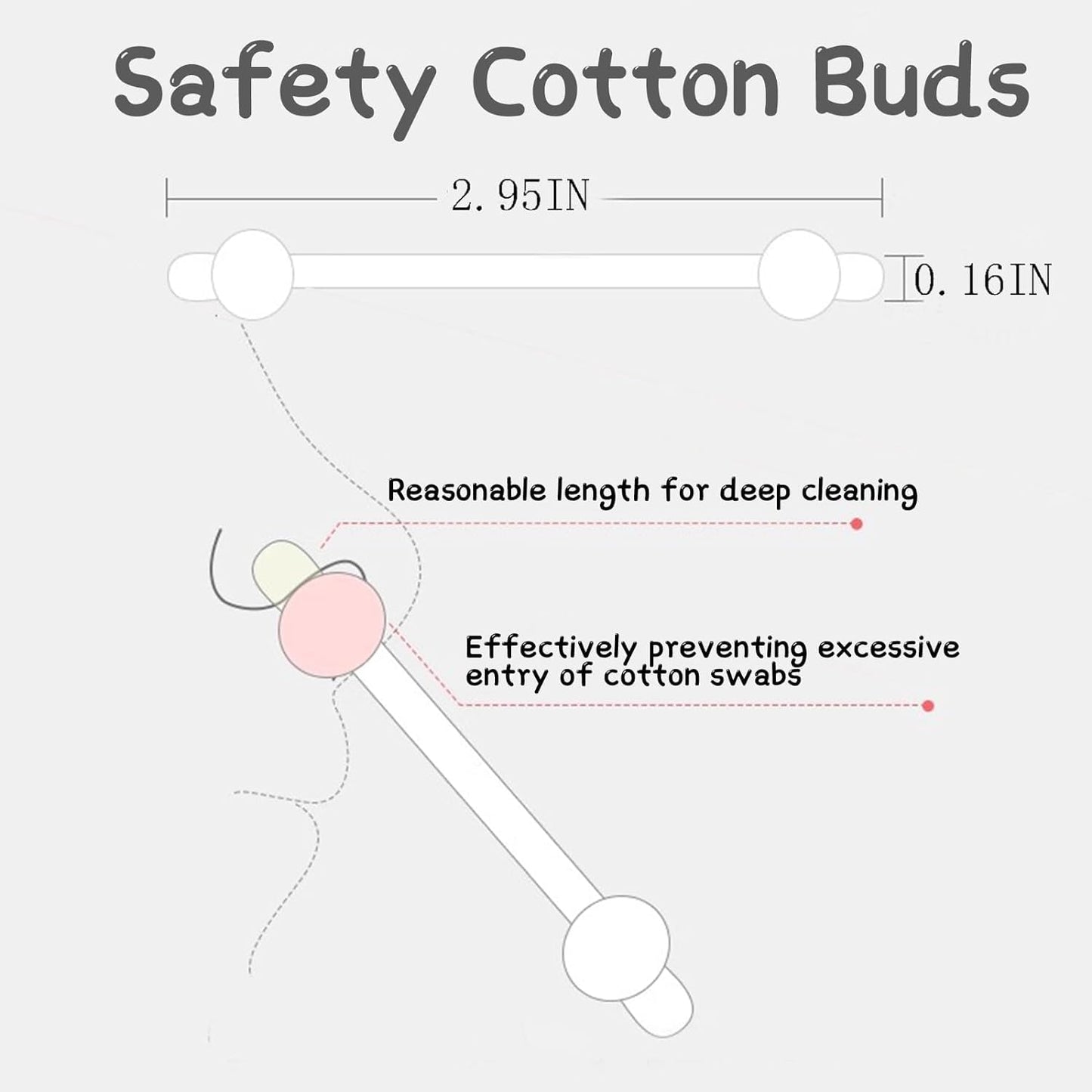 Safety Cotton Swabs with Large Tips for Newborn, Babies,Infants, Kids, Children Cotton Buds 216pcs