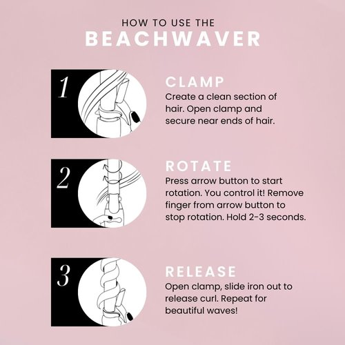 Beachwaver Co. S1.25 Rotating Curling Iron - Pink Catwalk | Automatic 1 1/4-Inch Ceramic Iron for Medium-to-Long Hair | Travel-Friendly Design with Auto Shut-Off