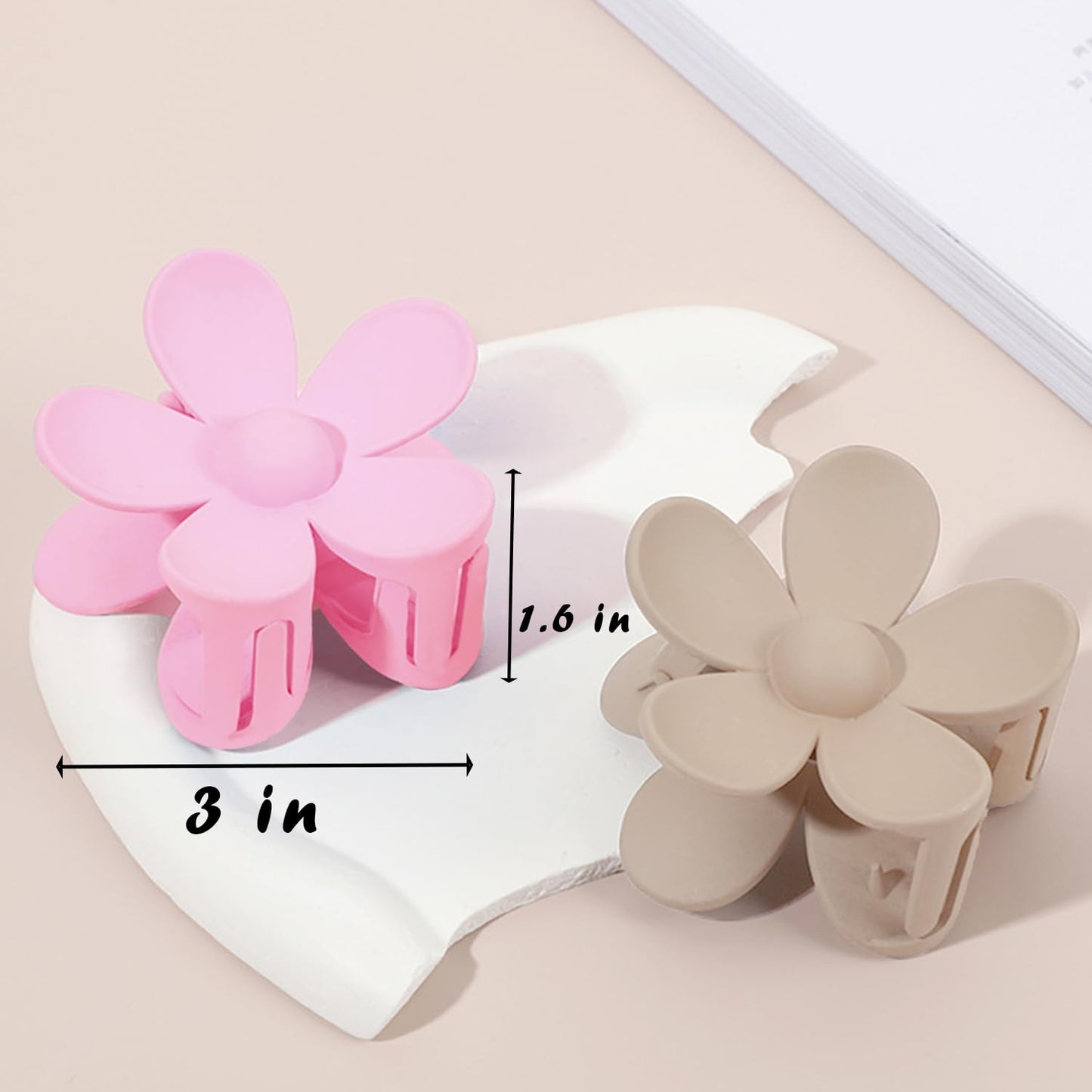 Flower Hair Clips 8PCS, Hair Claw Clips for Women Thick Thin Hair, Flower Claw Clips Matte Non Slip Strong Hold Hair Clips for Women Girls, Large Cute Claw Clips Big Hair Jaw Clips 8 Colors