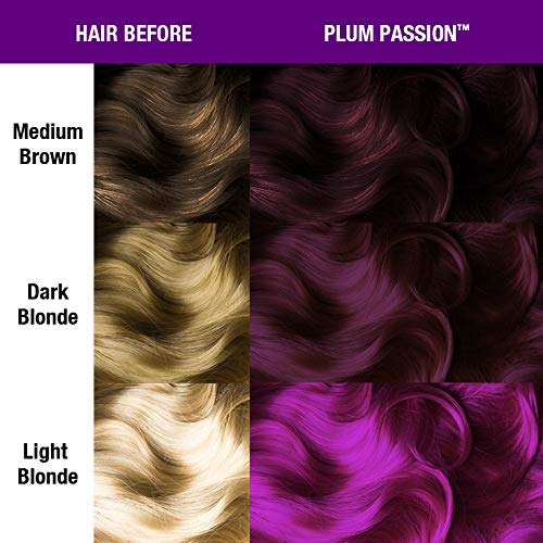 MANIC PANIC Plum Passion Hair Dye - Classic High Voltage - (2PK) Semi Permanent Hair Color - Purple Shade With Red Undertones - For Dark & Light Hair ??Vegan, PPD & Ammonia-Free - For Coloring Hair