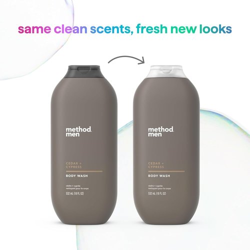 Method Men Body Wash - Cedar + Cypress | Paraben & Phthalate Free, 18 FL Oz (Pack of 6)