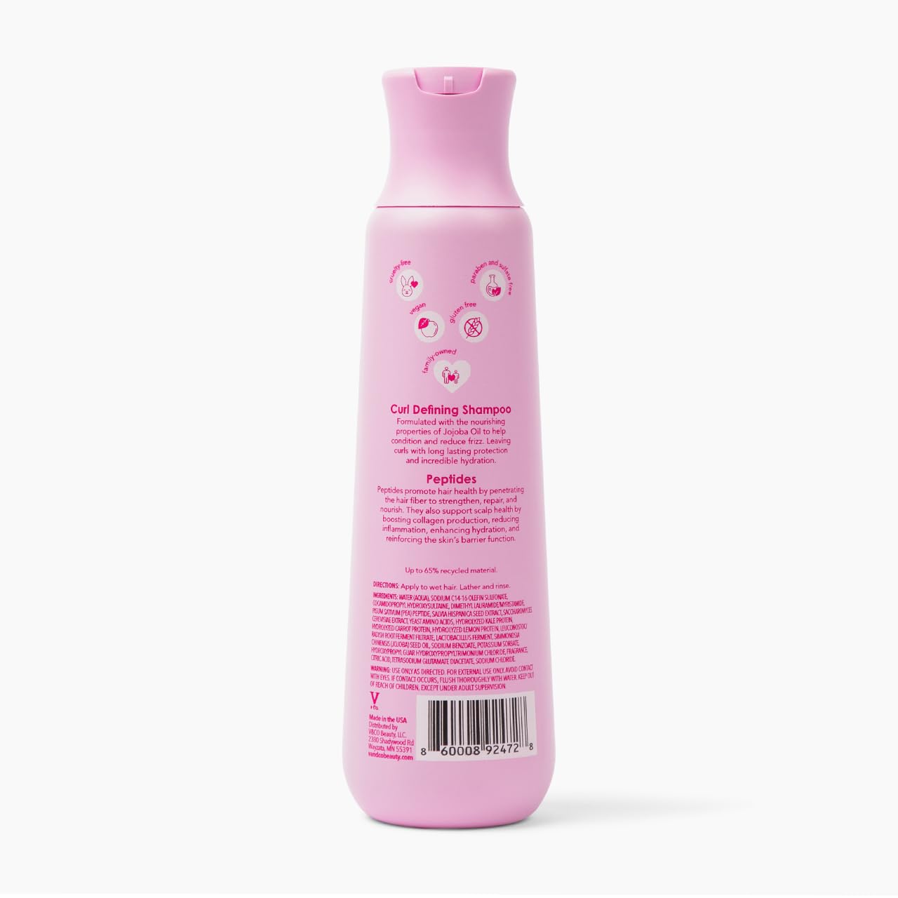 V&Co. Curly Pop Curl Defining Shampoo - Sulfate & Paraben Free Moisturizer with Peptides & Jojoba Oil | 12 fl oz