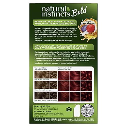 Clairol Natural Instincts Bold Permanent Hair Dye, R56 Achiote Auburn Hair Color, Pack of 1