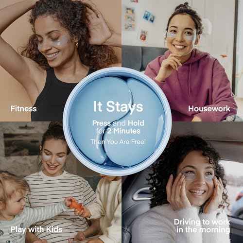 TEREZ & HONOR Under Eye Patches for Dark Circles - 60 Korean Hydrogel Masks for Puffiness, Bags with Caffeine, Hyaluronic Acid, Niacinamide - Undereye Brightening, Hydrating, Anti-Wrinkle & Cooling