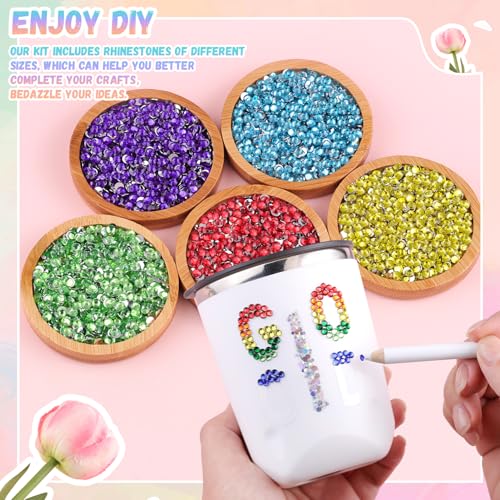 32000Pcs Resin Red Rhinestones with B7000 Jewelry Glue for Crafting, 2-6mm Non Hotfix Flatback Gems, Bedazzling Crystal for DIY Crafts Clothing Tumblers Mugs Shoes Fabric Decor Nail Art