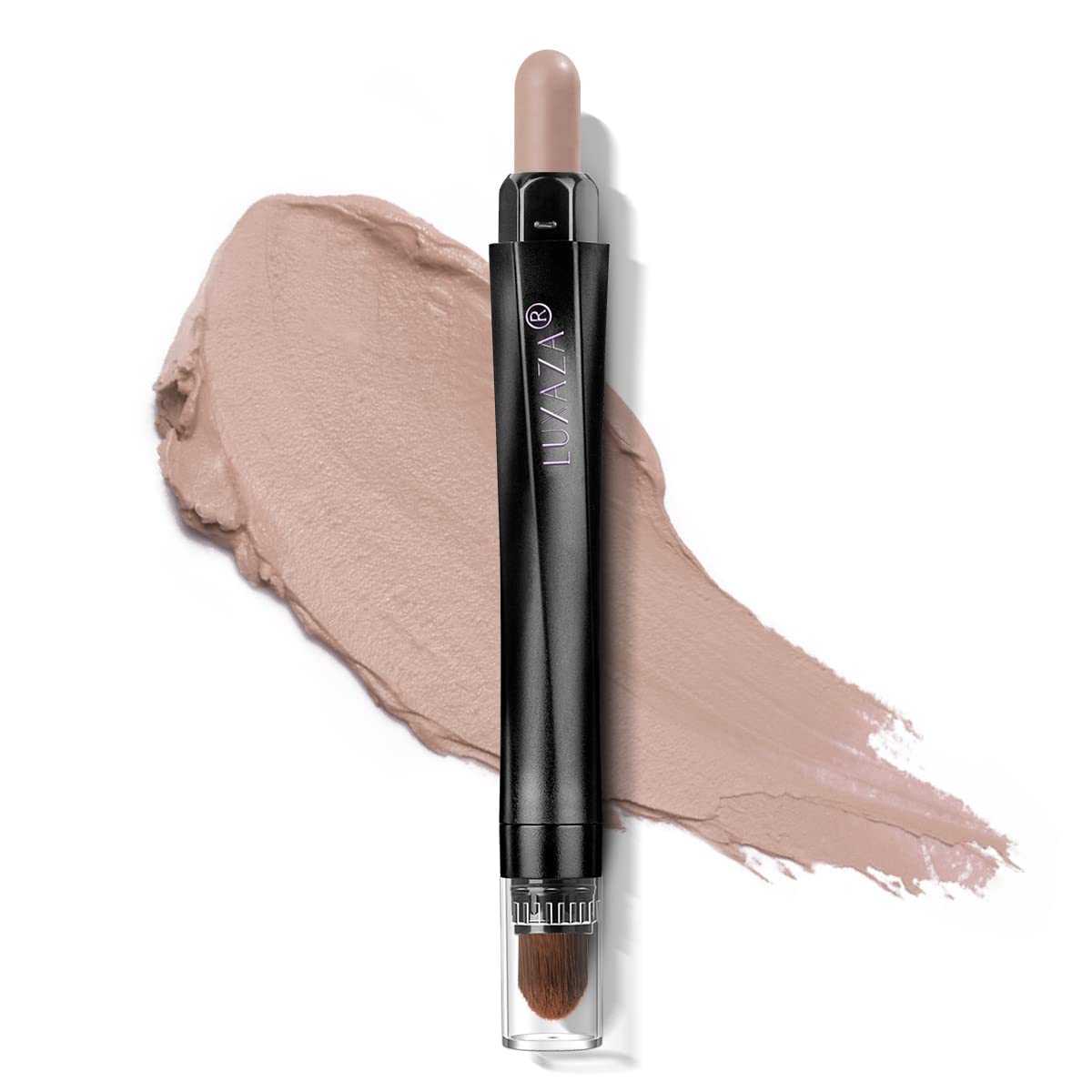 Cream Single Eyeshadow Stick with Blending Brush, Hypoallergenic Eye Shadow Sticks Makeup, Pro Waterproof & Long Lasting Eye Brightener Stick, Eyeshadow Pencil Crayon Shimmer #74