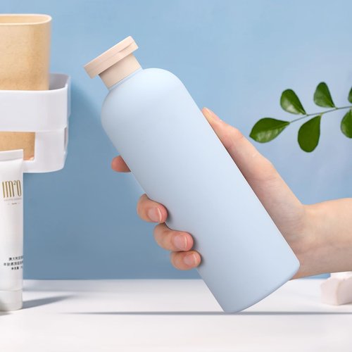 ASEVAT 13.5 oz Plastic Large Travel Shampoo and Conditioner Bottles, Green Squeeze Bottles for Shampoo, Plastic Travel Containers for Toiletries Leak Proof for Lotion, Cream and Liquids (4Pcs)