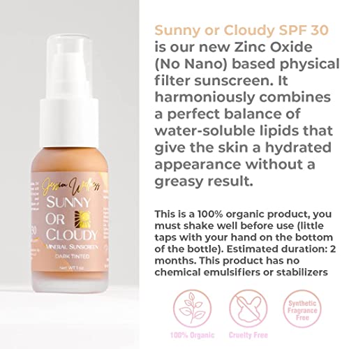 Jessica Wellness Mineral Sunscreen + Hydrating Serum with Broad Spectrum SPF 30 & Antioxidants, Oil-Free, Fragrance Free, Non-Nano Zinc Oxide. 1 oz (Clear)