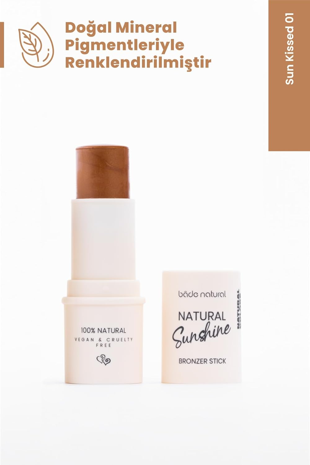 Bade Natural Bronzer Stick - Sun Kissed 01 | 100% Natural Creamy Contour & Glow, Hydrating & Blendable