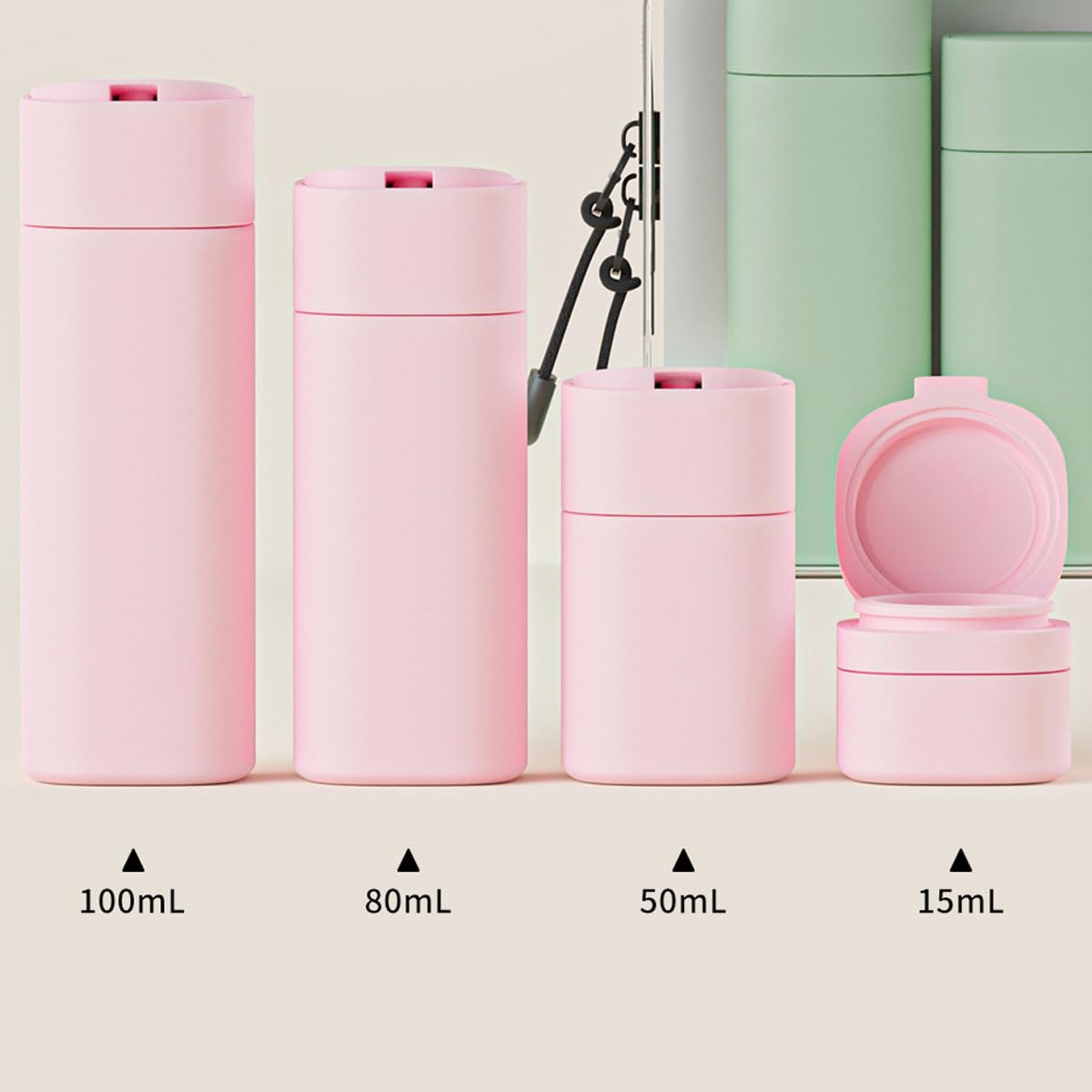 cirea Travel Bottles Set - TSA Approved Leak Proof Squeezable Containers for Toiletries, Conditioner, Shampoo, Lotion & Body Wash Accessories (pink)