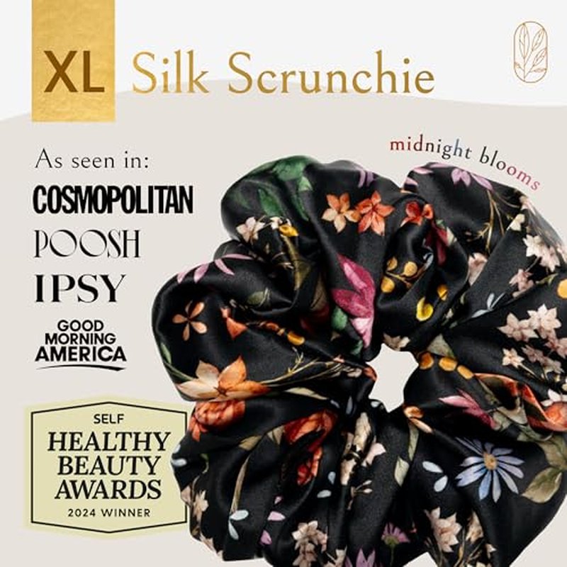 Silk Scrunchies for Women Ponytail Holders – Oversized Mulberry Silk Scrunchies – Extra Large No Damage Hair Ties for Curly, Thick, and Thin - Hair Accessories for Women – Amethyst, XL By Curlfriend