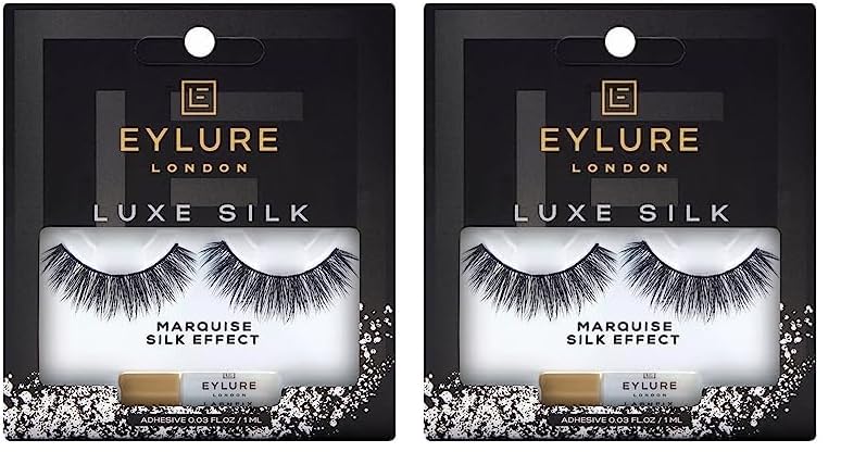 Eylure Luxe Silk Marquise Reusable Eyelashes, Adhesive Included, 1 Pair (Pack of 2)