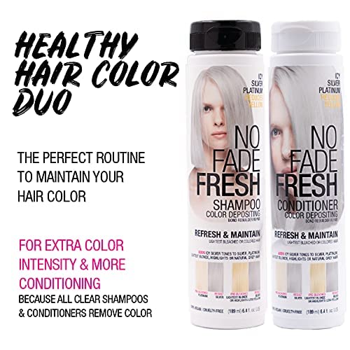 Icy Silver Platinum Hair Color Depositing Shampoo Semi Permanent Hair Color with BondHeal Bond Rebuilder - Toner to Remove Yellow on Blondes and Grays, Silver Hair Dye- 6.4 oz