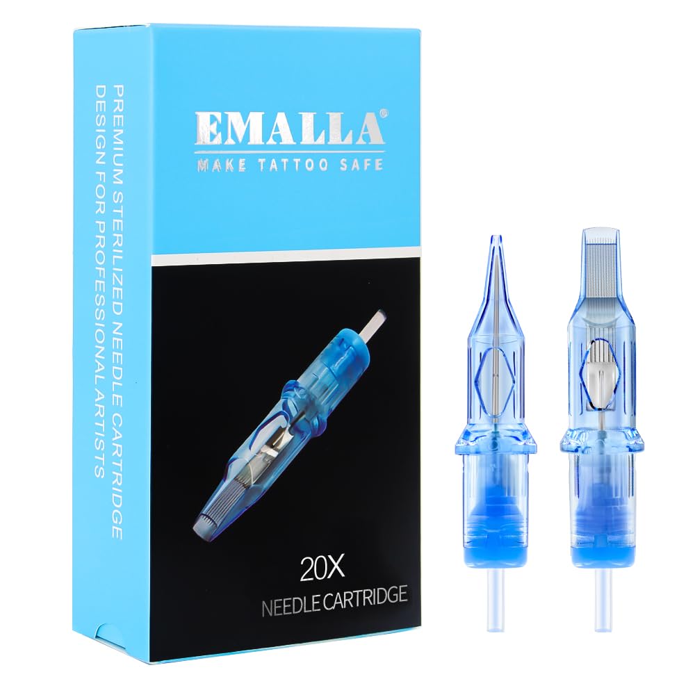Tattoo Cartridges Needles, 20Pcs Tattoo Needles #10 Bugpin 3 Round Liner with Membrane Disposable Cartridges Tattoo Needles Long Taper for Permanent Makeup Tattoo Supplies (1003RLL)