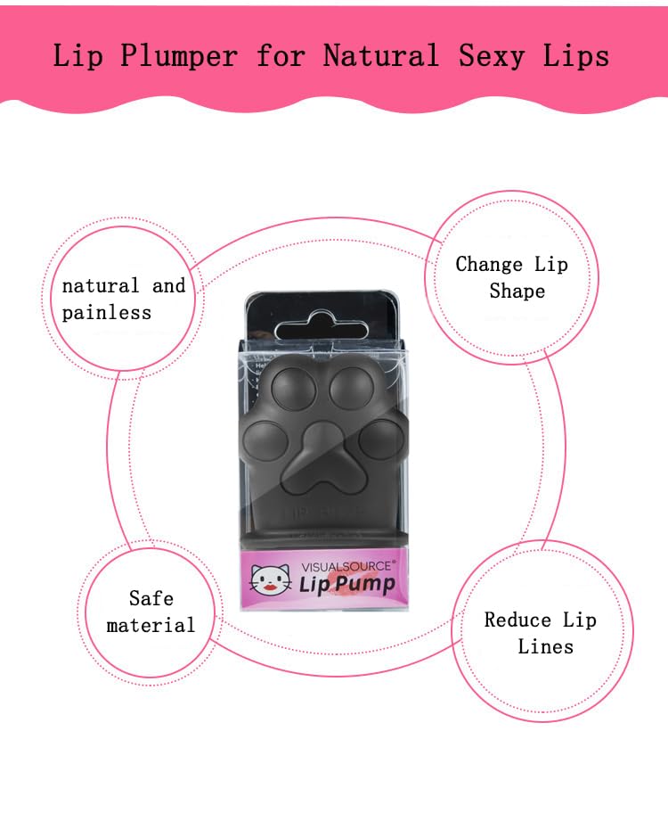SFBBCLOZ Lip Plumper Cute Silicone Cat Paw Lip Pumper Device Quick Natural Lip Enhancer Tool Fuller Lip For Beauty Gadgets Sexy Lip Mouth (Black)