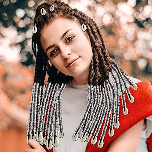 455 Pcs Locs Hair Jewelry Clear Beads Dreadlocks Accessories for Women Cornrow Braids Dreadlock Metal Clips Shell Pendant Charms Hair Decoration (Gold)