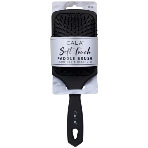 Cala Soft Touch Paddle Hair Brush - Shine Enhancing, Detangling, Anti-Breakage - Black, Unisex, All Ages
