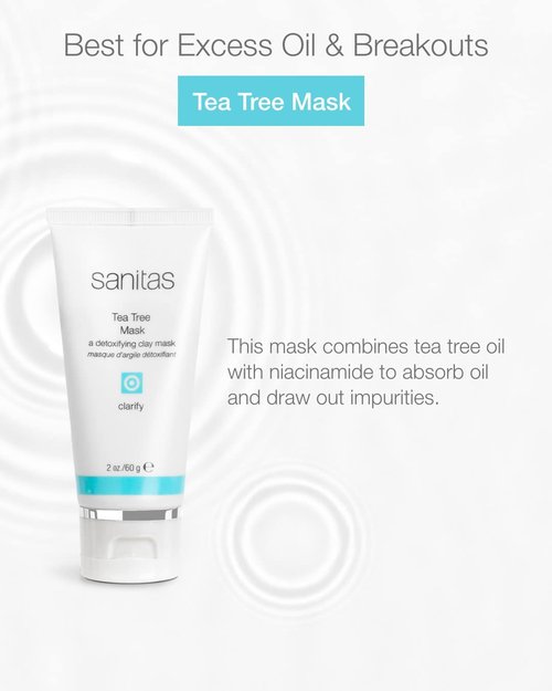 Sanitas Skincare Tea Tree Mask - Purifying Detox Clay Treatment with Salicylic Acid | 2 Ounces