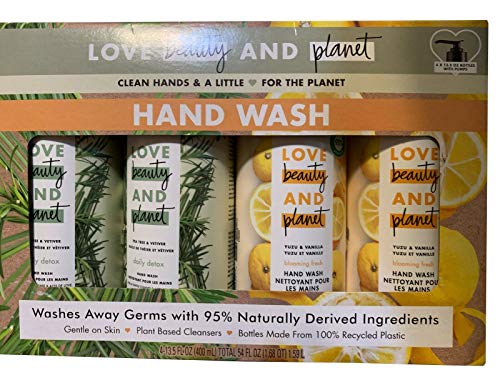 Love Beauty And Planet Store Yuzu and Vanilla liquid and Tea Tree and Vetiver Hand Wash 13.5 Oz (4 Pack) 2 of each flavor
