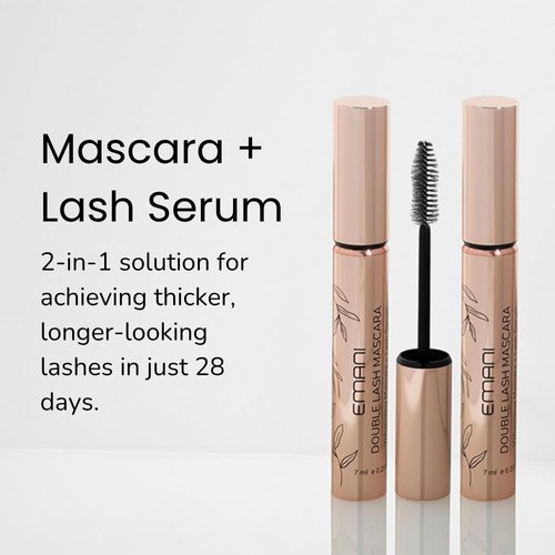 Emani Double Lash Mascara - Volumizing Formula for Sensitive Eyes, Hypoallergenic & Vegan - Granite Black, 0.23 Fl Oz
