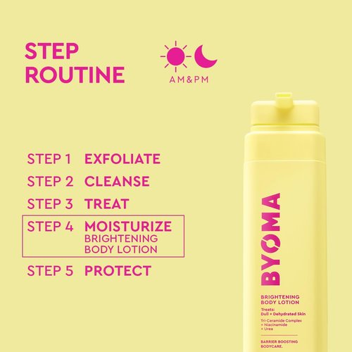 BYOMA Brightening Body Lotion - Creamy Moisturizer with Niacinamide & Urea - Evens Tone & Hydrates - 13.52 fl oz