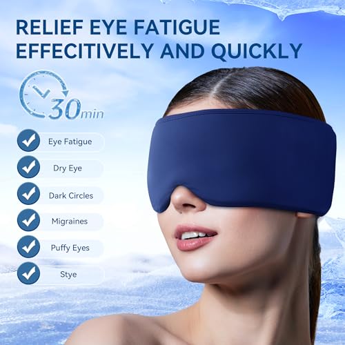 Cooling Gel Eye Masks for Cold & Warm Compress, Ice Cold Sleep Mask for Puffy Eyes, Dark Circles, Migraine & Headache Relief, Soft Thick Gel for Long-Lasting Comfort for Eye Strain,Dry Eye(Black)