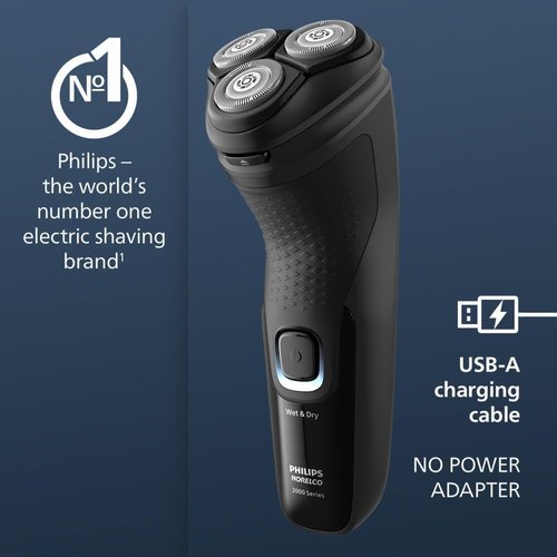 Philips Norelco Electric Shaver 2400 Series - Wet & Dry with Pop-Up Trimmer | Deep Black, Model X3001/90