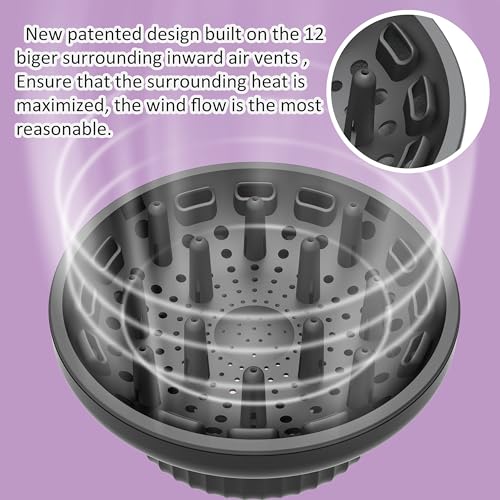 LIGOLIG Hair Difuser Attachment Universal Diffuser Hair Dryer for 1.4-inch to 2.4- inch Blow Dryer, Hair Diffuser for Curly Hair and Natural Wavy Hair (Black)