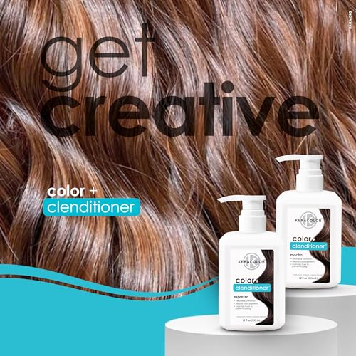 Keracolor Color + Clenditioner 3-in-1 Color-Depositing Conditioner, Gently Cleanses & Conditions, Semi-Permanent Mocha Latte Hair Color, 12 Fl Oz